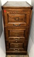 Oak Three Drawer File Cabinet