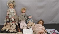 6 Vintage Dolls - need cleaning