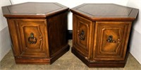 Pair of Hexagonal Side Tables with Cabinets