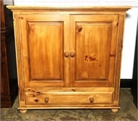 Pine Media Cabinet with Lower Drawer