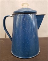 Blue Enamel Percolating Coffee Pot