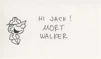 Mort Walker signed "Beetle Bailey" sketch with not