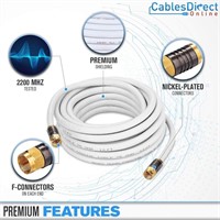NEW Cables Direct Online 50ft White Quad Shield