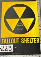 Vintage Metal Nuclear Fallout Shelter Sign NOS