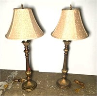 Pair of Buffet Lamp with Cloth Shades