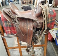 Vintage J.C. Higgins 15" Western Saddle w/ Bridle