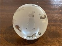 A. E. Lount Frosted Rabbit Motif Paperweight