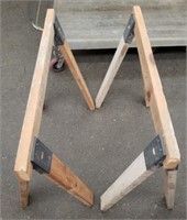 Pair of Wooden Saw Horses. 39" Wide.