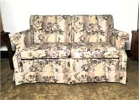 Floral Upholstered Loveseat in Purple Hues