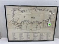 1949 FRAMED MAP OF GRAND LAKE ST. MARYS -17 3/4" X