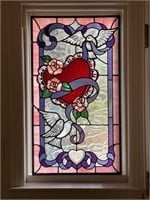 Romantic Heart & Dove Custom Stained Glass Panel