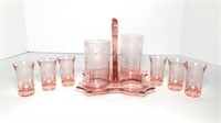 Pink Depression Glass Juice Glasses, Shot Glasses