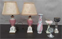 Box 2 Lamps ( Switches Broken), Vase, Misc
