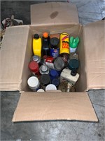 box lot of mix. garage fluids