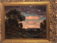Moonlight Oil on Canvas signed Cole