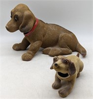 (M) Vintage Fuzzy bobblehead dogs. Largest is 11"