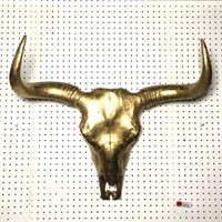 Gold Metallic Finish Longhorn Skull Wall Art