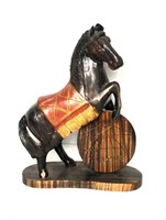 Wood Carved Horse Sculpture