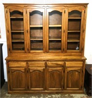 Lighted Wooden China Cabinet with Wood Shelves