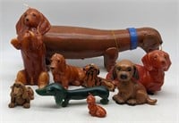 (M) Dachshunds candles, and figures. Largest is