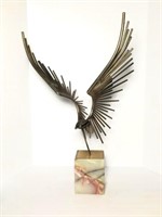Welded Bird Sculpture on Marble Base