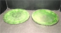 Uranium Glass Cake Plates- Lot of 2