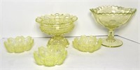 Yellow Uranium Glass Compotes & Nut Dishes
