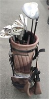 Brown Golf Bag w/11 Golden Bear Clubs