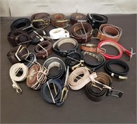 Box of Assorted Belts. Mostly Leather. Various