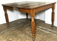 Oak Dining Table on Casters with One Leaf