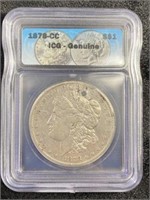 1878 MS 63 Carson City Morgan Silver Dollar has ho