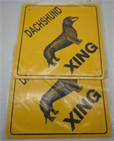 (M) Dachshund XING Signs.  Metal one Sided. 12 x