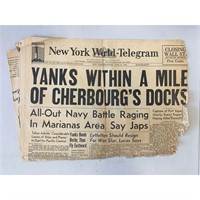 New York World - Telegram Original 1944 Vintage Ne