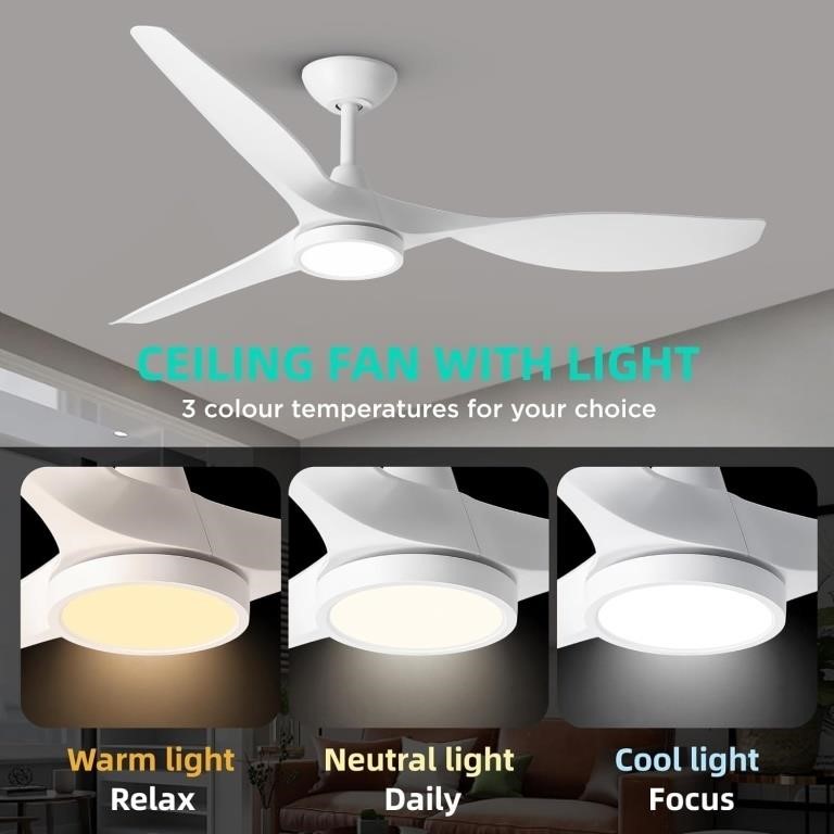 Roomratv 52 inch ceiling fan White R3-WE