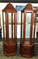Pair of Asian Lighted Curio Cabinets