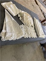 Lace table cloth, cloth napkins, doilies & more