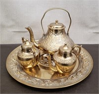 Nice Brass Tea Set. Made in Korea.