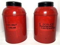 Metal Tea/Coffee Red Canisters