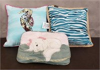 Three Colorful Accent Pillows