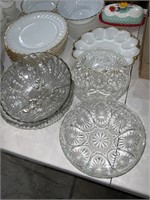 stack of cut and pressed glass vintage bowls