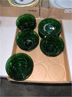 lot of forest green anchor hocking plates bowls