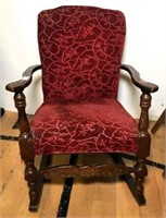 Vintage Wooden Rocking Chair with Upholstered