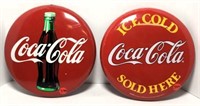 Coca-Cola Metal Button Signs- Lot of 2