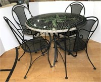 Mosaic Patio Table with Four Metal Chairs