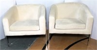 Pair of Micro Suede Modern Curved Back Armchairs