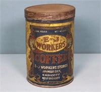 Antique E-J Worker's Coffee Tin