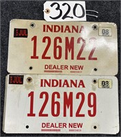 2 2008 Indiana Dealer License Plates