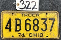 1971 Ohio Truck License Plate