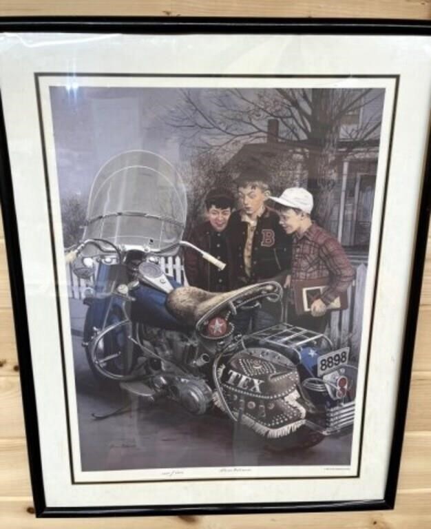 Framed Steven Dohanos Harley-Davidson Print