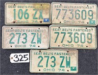 5 1970s Ohio Seat Belts Fastened? License Plates